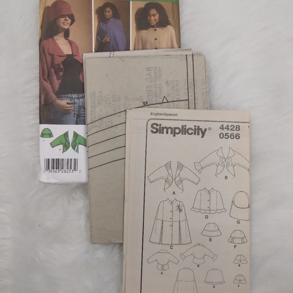 Simplicity 4428 Easy-to-Sew Misses Jacket Cape Hat Bag Size XS-S-M-L-XL